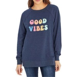 Wildfox navy Good Vibes statement sweatshirt. NWT. Size Medium.